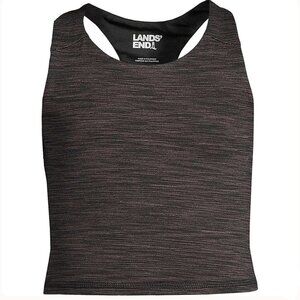 Lands End - Girls Active Crop Tank Top In Black Space Dye Size Large NWT